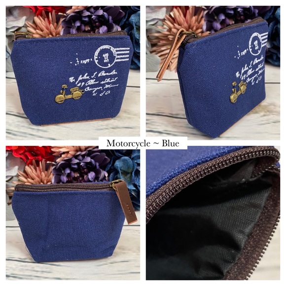 Small Canvas Vintage Coin Purse with Charms - Picture 3 of 8